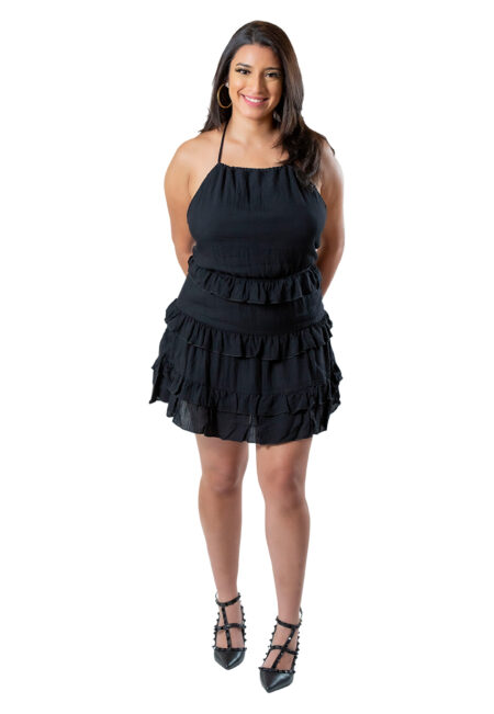 Sleeveless Open Back Tiered Ruffle Mini Dress for Women
