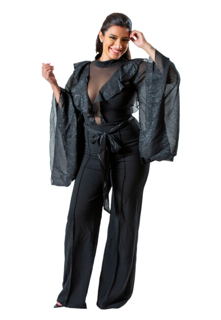 Flare Sleeve Shimmer Detailed Jumpsuit for Women
